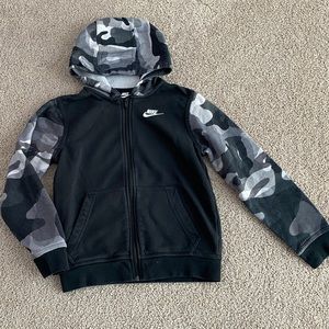 Nike Black with Camouflage zip up hoodie